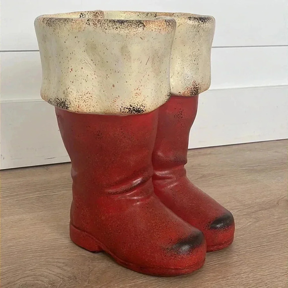 Vintage Oversized 13” tall Santa boot planter - Picture 2 of 8